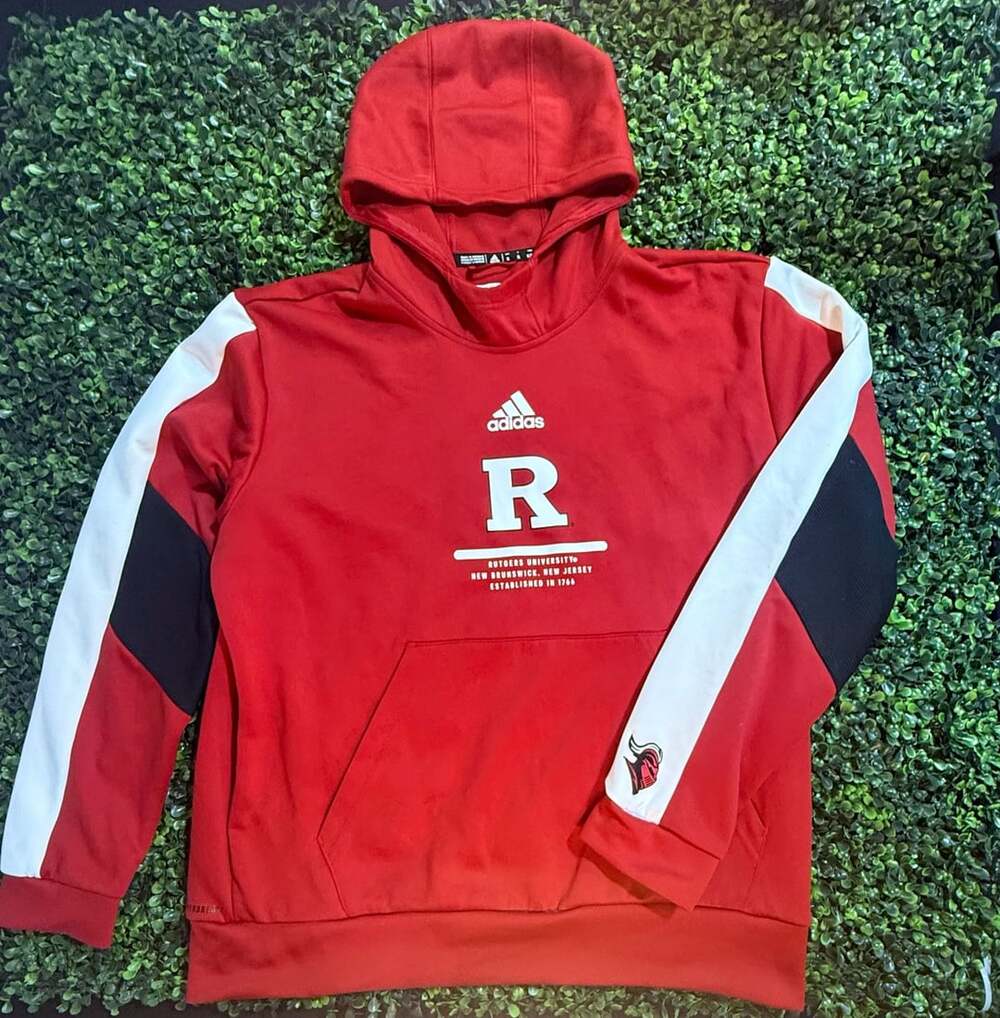 Adidas Rutgers University Scarlet Knights Red Hoodie Sweatshirt Men's Size XL